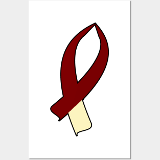 Awareness Ribbon (Burgundy & Cream) Posters and Art